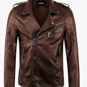 Men's Vintage Lightweight Faux Leather Biker Jacket